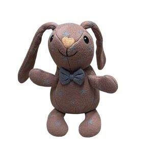 Apple Park Organic Cotton Bunny Rabbit Plush 9" Floppy Ears Brown Star Tie